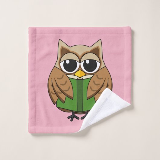 Leuke boekenwurm uil lezen boek Cartoon Bad Handdoek (Wasdoekje)
