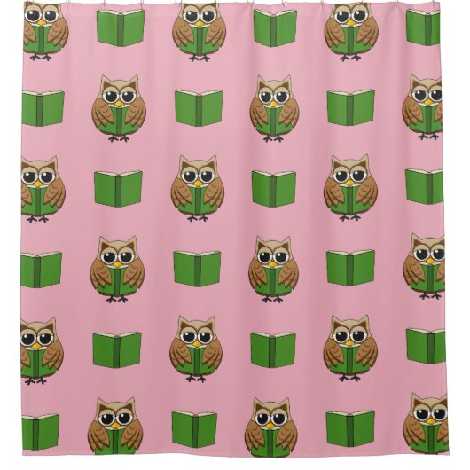 Leuke boekenwurm uil lezen boek Cartoon Douchegordijn (Voorkant)