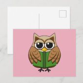 Leuke boekenwurm uil lezen boek Cartoon Feestdagenkaart (Voorkant / Achterkant)