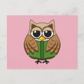 Leuke boekenwurm uil lezen boek Cartoon Feestdagenkaart (Voorkant)