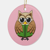 Leuke boekenwurm uil lezen boek Cartoon Keramisch Ornament (Links)