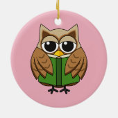 Leuke boekenwurm uil lezen boek Cartoon Keramisch Ornament (Achterkant)