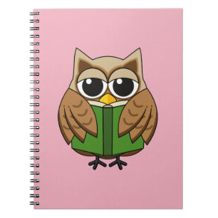 Leuke boekenwurm uil lezen boek Cartoon Notitieboek