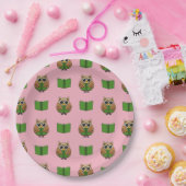 Leuke boekenwurm uil lezen boek Cartoon Papieren Bordje (Feest)