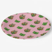 Leuke boekenwurm uil lezen boek Cartoon Papieren Bordje (Gekanteld)