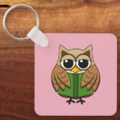 Leuke boekenwurm uil lezen boek Cartoon Sleutelhanger (Voorkant)