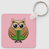 Leuke boekenwurm uil lezen boek Cartoon Sleutelhanger (Achterkant)