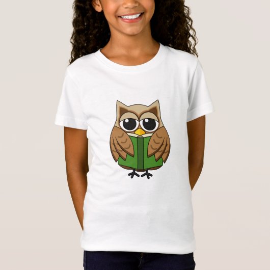 Leuke boekenwurm uil lezen boek Cartoon T-shirt (Voorkant)