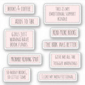 Leuke Boekige Quotes Boek Lover Roze Sticker Pack (Voorkant)