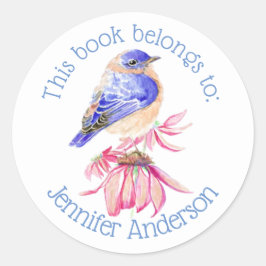 Leuke Boekplaat Waterverf Bluebird Bird Art Ronde Sticker