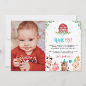 Leuke Boerderij Dieren Verjaardag Foto Dank u Kaar Bedankkaart (Voorkant)