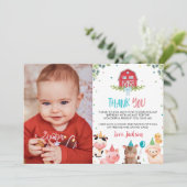 Leuke Boerderij Dieren Verjaardag Foto Dank u Kaar Bedankkaart (Staand voorkant)