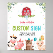 Leuke Boerderij Dieren Verjaardagsfeesttafel Teken Poster (Voorkant)