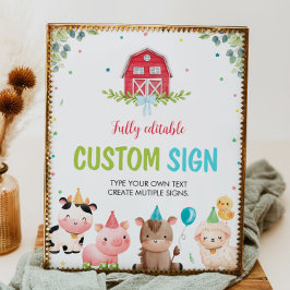 Leuke Boerderij Dieren Verjaardagsfeesttafel Teken Poster