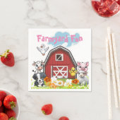 Leuke Boerderij Fun Dieren Land Schuur & Daisies Servet (Insitu)