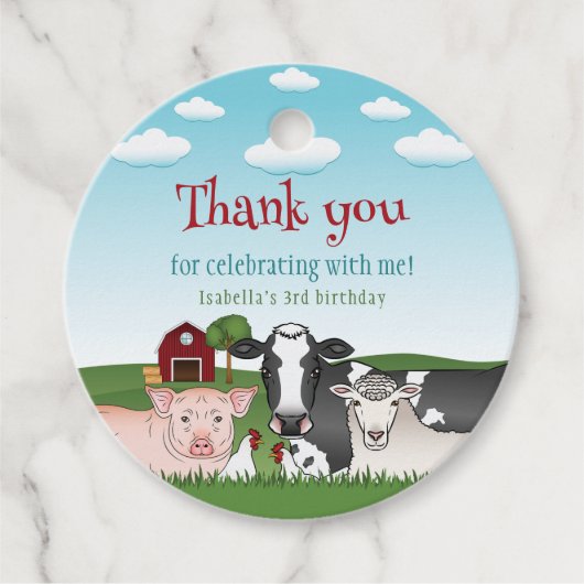 Leuke Boerderijdieren Kind Dank u Verjaardag Bedankjes Labels (Voorkant)