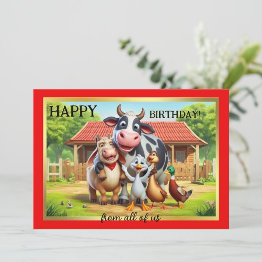 Leuke boerderijdieren Leuke verjaardag Kaart (Staand voorkant)