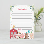 Leuke Boerderijdieren Tijd Capsule Notitie Bericht Bedankkaart (Staand voorkant)