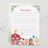 Leuke Boerderijdieren Tijd Capsule Notitie Bericht Bedankkaart (Voorkant / Achterkant)