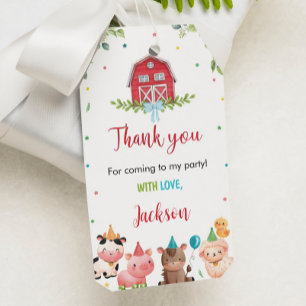 Leuke Boerderijdieren Verjaardag Dank u Label Cadeaulabel