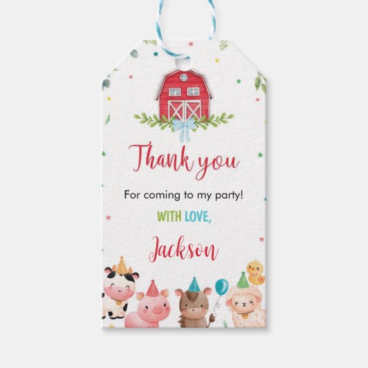 Leuke Boerderijdieren Verjaardag Dank u Label Cadeaulabel (Voorkant)