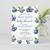 Leuke boeren markt blauwe bessen zoet baby shower kaart (Staand voorkant)