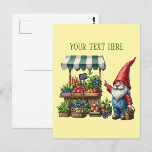 Leuke boerenmarkt kabouter aanpasbaar briefkaart (Voorkant / Achterkant)