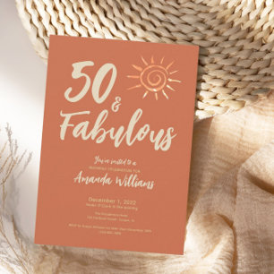 Leuke Boho 50 en Fabulous Terracotta Verjaardag Kaart