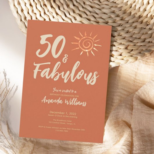 Leuke Boho 50 en Fabulous Terracotta Verjaardag Kaart