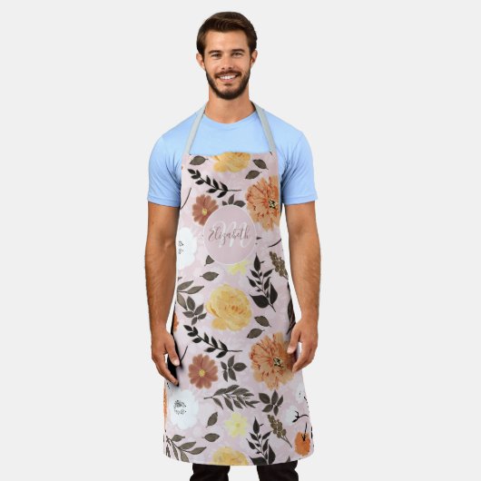 Leuke Boho Bloemen Herfst Botanisch Ontwerp Schort (Gedragen)