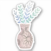Leuke Boho Bloemenvaas Blauwe Sticker (Voorkant)