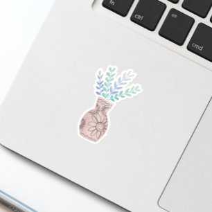 Leuke Boho Bloemenvaas Blauwe Sticker