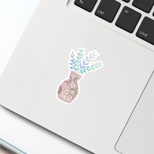 Leuke Boho Bloemenvaas Blauwe Sticker