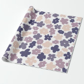 Leuke Boho Daisy Paarse Cadeaupapier (Uitgerold)