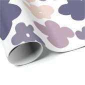 Leuke Boho Daisy Paarse Cadeaupapier (Rol Hoek)