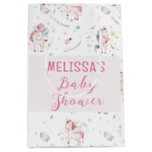 Leuke Boho Eenhoorns Bloemen Ballonnen Baby shower Medium Cadeauzakje (Voorkant)