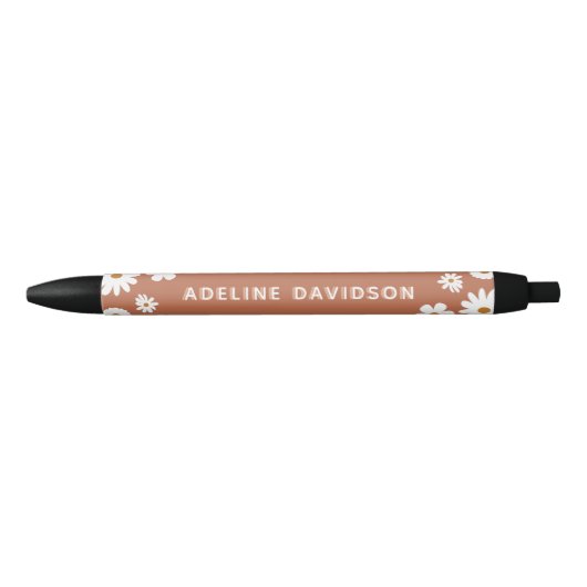 Leuke Boho Floral Daisy Zwarte Inkt Pen (Voorkant)