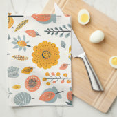 Leuke Boho herfst Herfst Pattern Sinaasappel Blauw Theedoek (Quarter Fold)