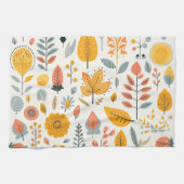 Leuke Boho herfst Herfst Pattern Sinaasappel Blauw Theedoek (Horizontaal)