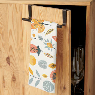 Leuke Boho herfst Herfst Pattern Sinaasappel Blauw Theedoek