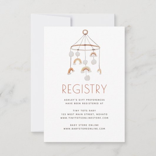 Leuke Boho Mobile Baby shower Gift Enclosure Kaart (Voorkant)