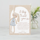 Leuke Boho Oh Baby Bunny Hearts Baby shower Bedankkaart (Staand voorkant)