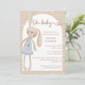 Leuke Boho Oh Baby Bunny Hearts Baby shower Kaart (Staand voorkant)