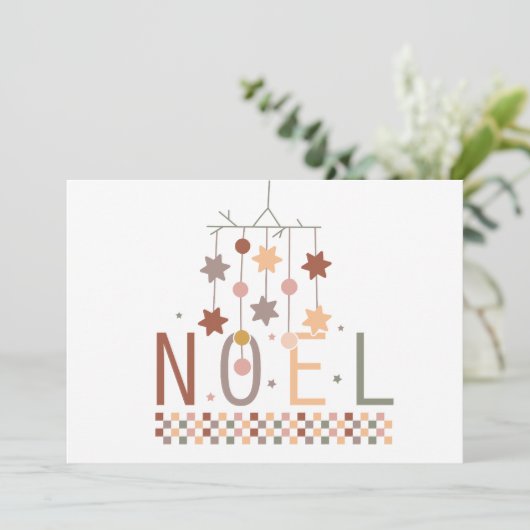 Leuke Boho Pastel Noel Kerst Kaart (Staand voorkant)