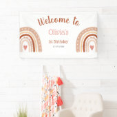 Leuke Boho Rainbow Girl's 1e Verjaardag Welkom Spandoek (Insitu)