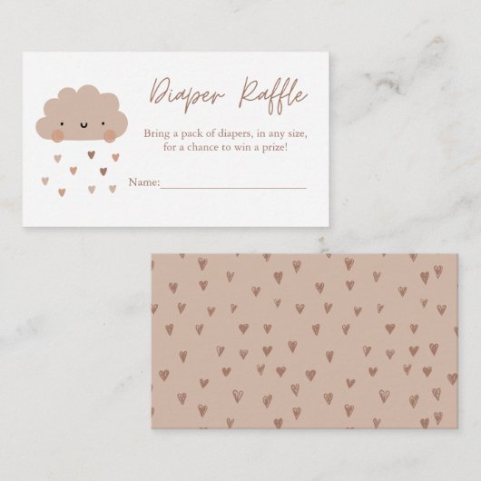 Leuke Boho Regen Wolk Luier Raffle Informatiekaartje (Voorkant / Achterkant)