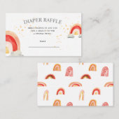 Leuke Boho Regenboog Wolken Luier Raffle Ticket Informatiekaartje (Voorkant / Achterkant)