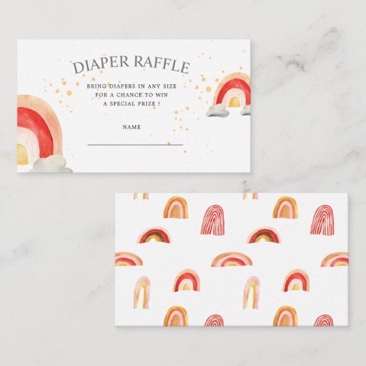 Leuke Boho Regenboog Wolken Luier Raffle Ticket Informatiekaartje (Voorkant / Achterkant)
