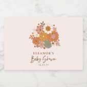 Leuke Boho Retro Bloemen Baby shower Aangepaste na Sparkling Wijnetiket (Enkel label)