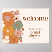 Leuke Boho Retro Bloemen Vrijgezellenfeest Welkoms Poster (Voorkant)